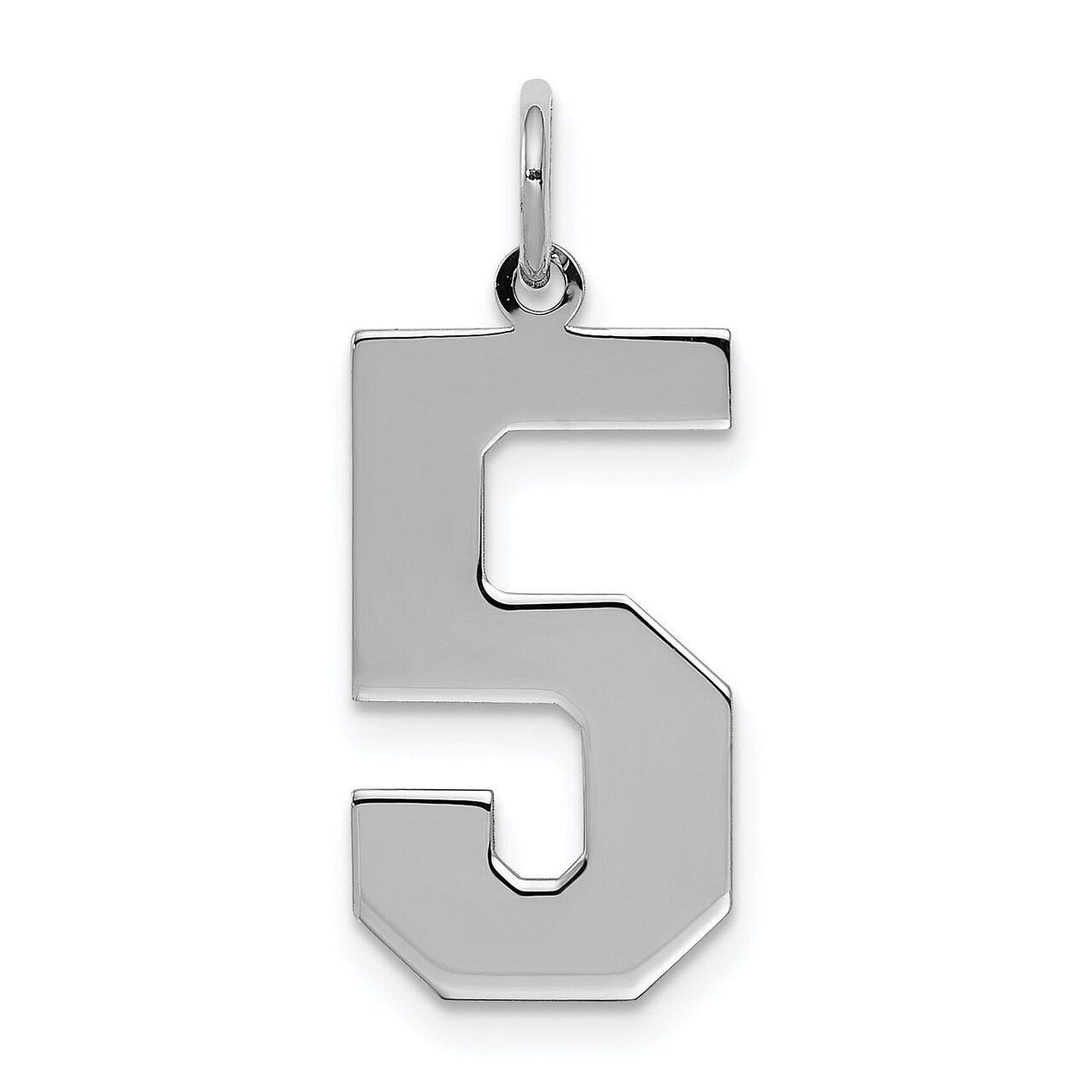 Sterling Silver Large Polished Number 5 Charm Pendant Jewerly 24mm x 10mm